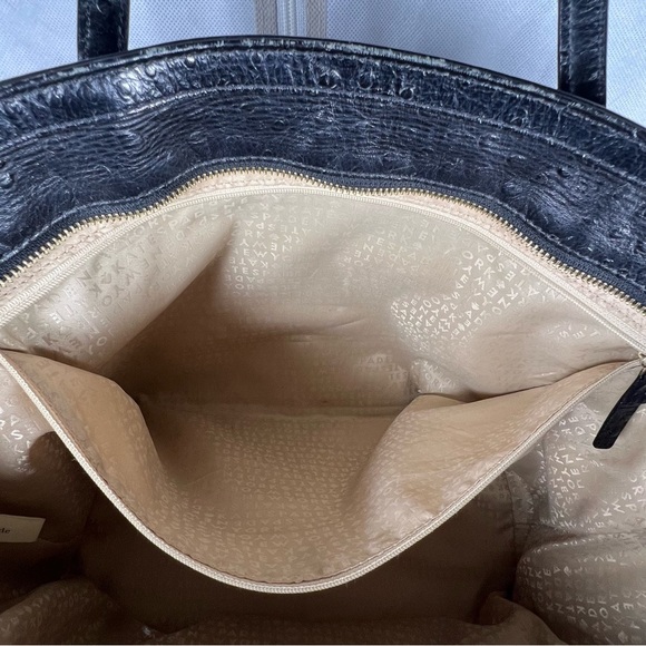 ♠️ Kate Spade Harmony Valencia Road Ostrich Texture Leather Tote Bag Bow Black - Picture 5 of 7